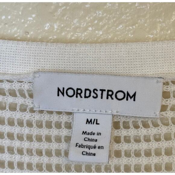 Nordstrom Sweater Women Medium White Coastal Linen Blend Open Knit Beachy Casual - Picture 4 of 8